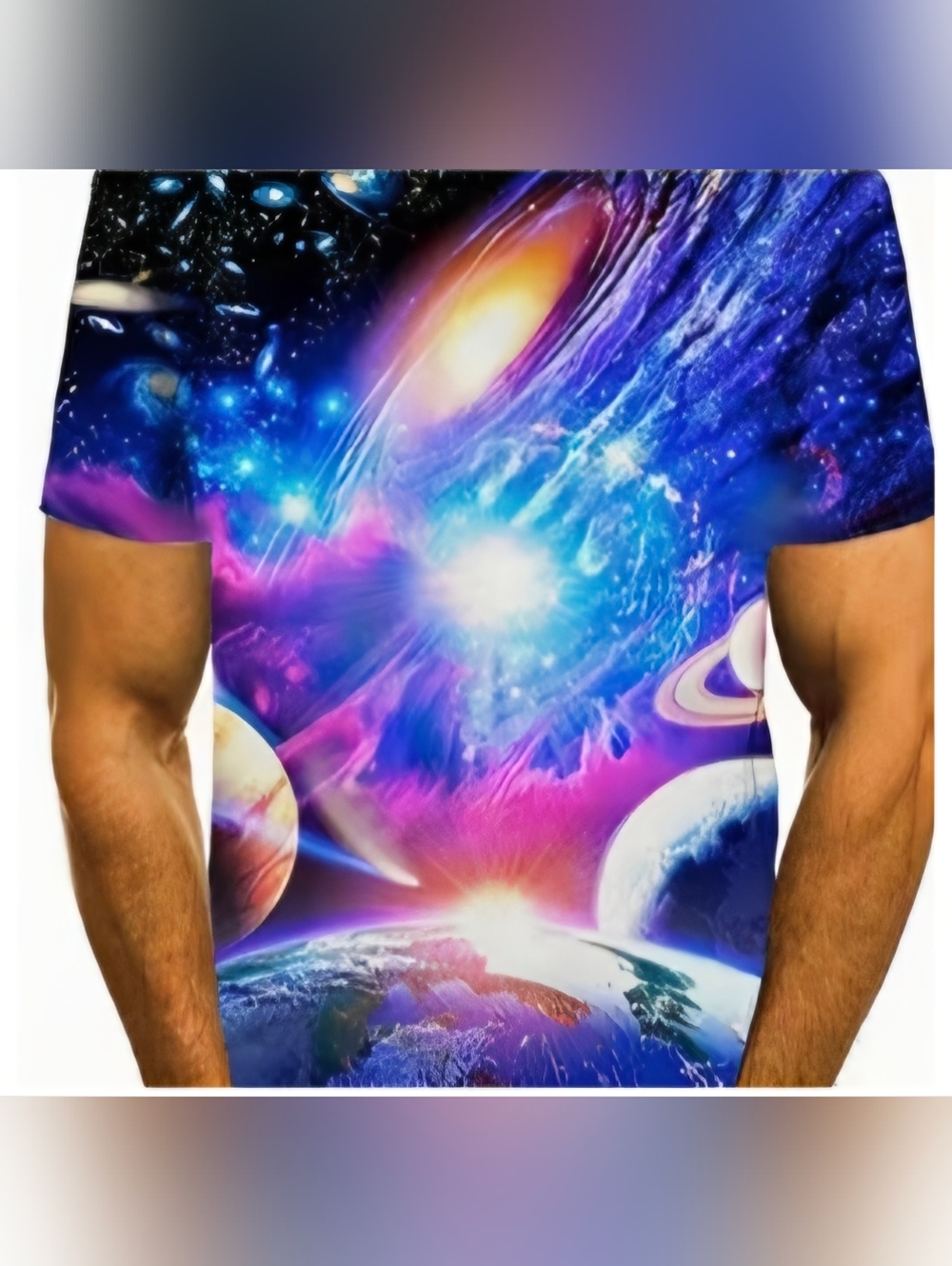 NEW MEN GALAXY PRINT SHIRT SIZE LARGE